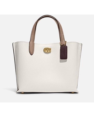 COACH Colorblock Leather Willow Tote 24 - Natural