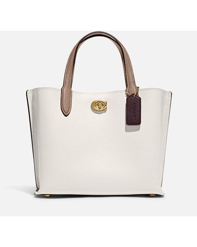 COACH Colorblock Leather Willow Tote 24 - White