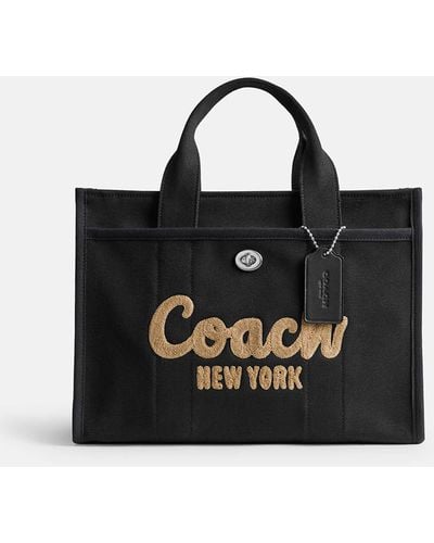 COACH Cargo 34 Logo-embroidered Detachable-strap Canvas Tote Bag - Black