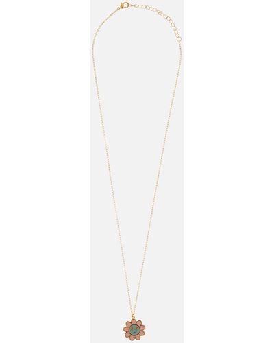 July Child Dazed Flower Gold-tone And Resin Necklace - White