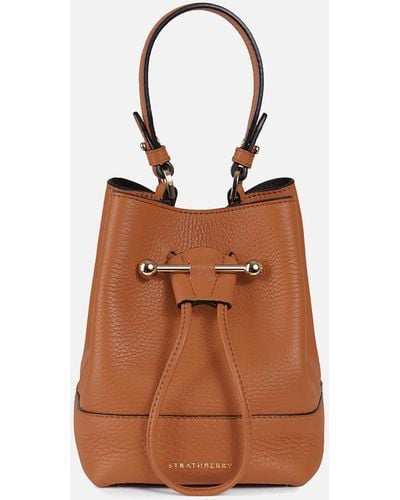 Strathberry Lana Osette Leather Bucket Bag - Brown