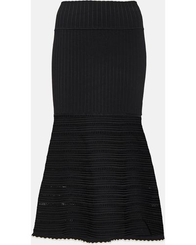 Victoria Beckham High-rise Scalloped Midi Skirt - Black