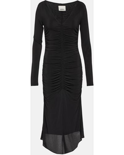 Isabel Marant Laly Ruched Jersey Midi Dress - Black