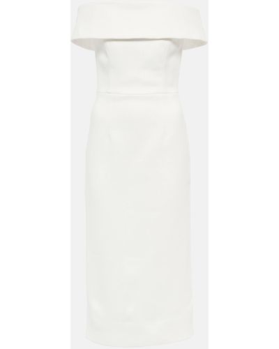 Rebecca Vallance Bridal Amore Off-shoulder Crepe Midi Dress - White