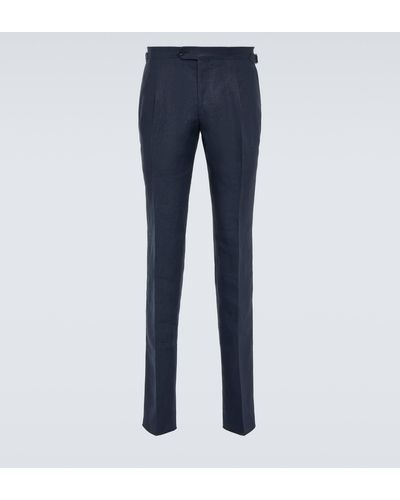 Thom Sweeney Linen Suit Pants - Blue