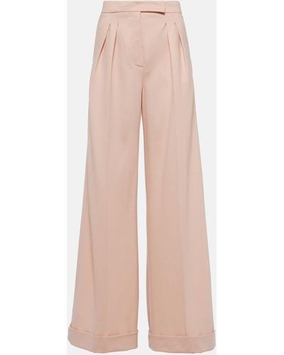 Max Mara Faraday Wool Jersey Wide-leg Pants - Pink