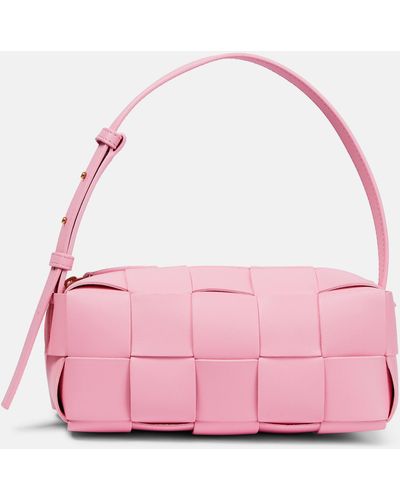 Bottega Veneta Brick Cassette Small Leather Shoulder Bag - Pink