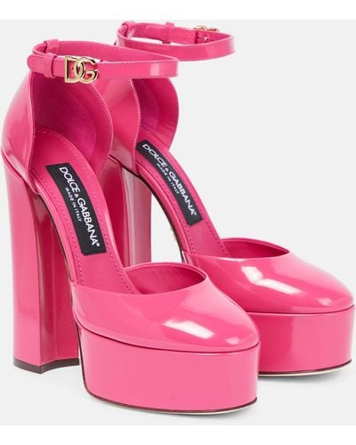 Dolce & Gabbana Logo-plaque Platform Mules - Pink
