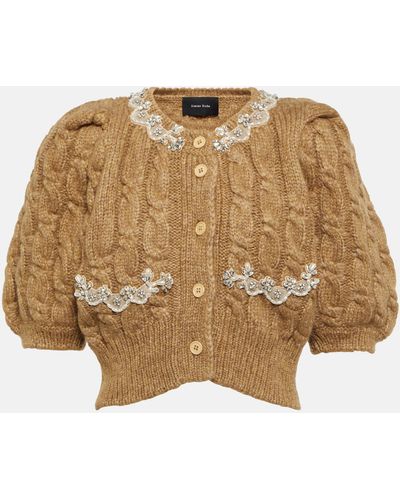 Simone Rocha Cable-knit Alpaca-blend Cardigan - Natural