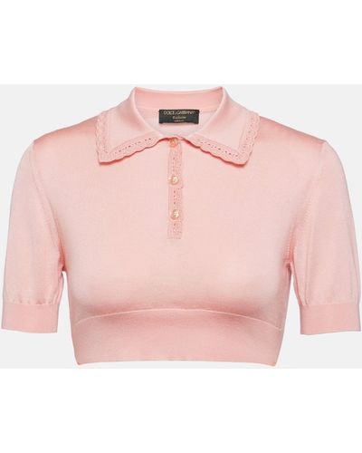 Dolce & Gabbana Capri Silk Crop Top - Pink