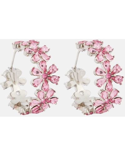 AMINA MUADDI Crystal-embellished Hoop Earrings - Pink