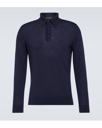 Kiton Wool Polo Sweater - Blue