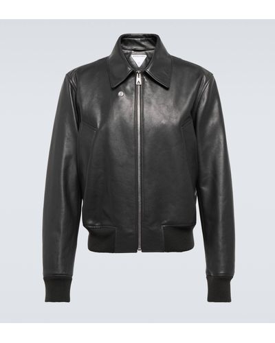 Bottega Veneta Leather Blouson Jacket - Black