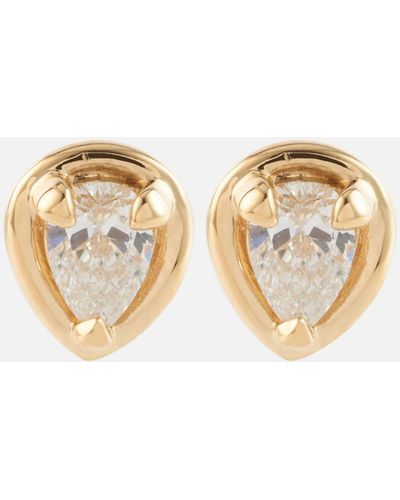 STONE AND STRAND Birthstone Bonbon 14kt Gold Earrings With Diamonds - White