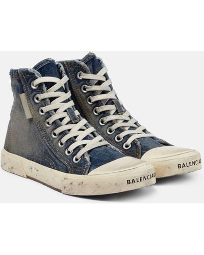 Balenciaga Denim High-top Sneakers - Blue
