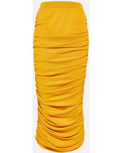 Altuzarra Chukwu Ruched Jersey Midi Skirt - Yellow