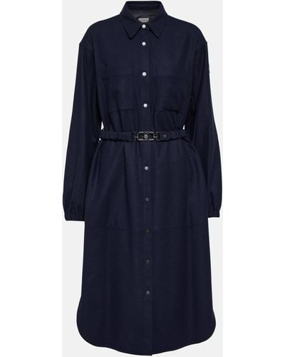 Moncler Wool-blend Midi Dress - Blue