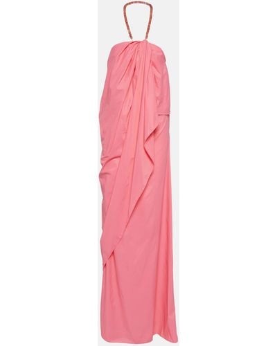 STAUD Gathered Halterneck Maxi Dress - Pink
