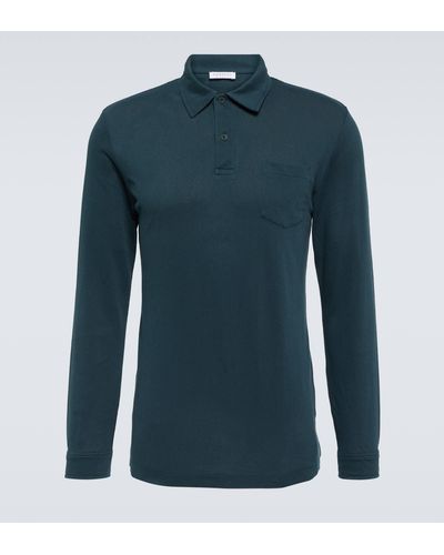 Sunspel Riviera Cotton Polo Shirt - Blue