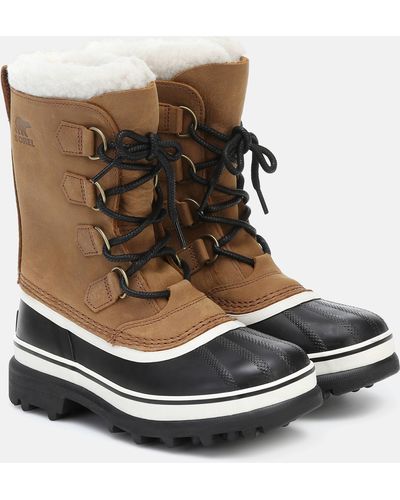 Sorel Caribou Shearling And Nubuck Snow Boots - Multicolour