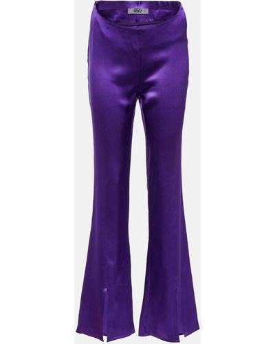 DIDU Silk Satin Split-hem Pants - Purple