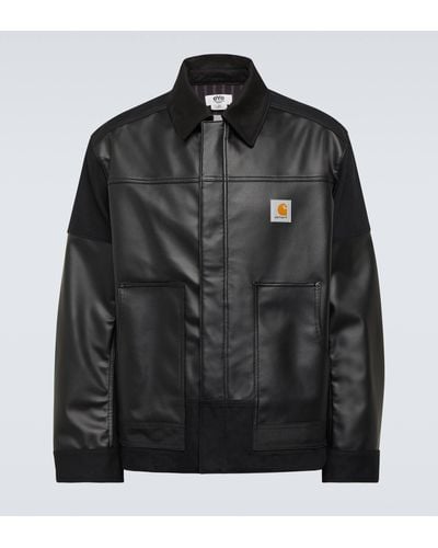 Junya Watanabe X Carhartt Faux Leather Jacket - Black