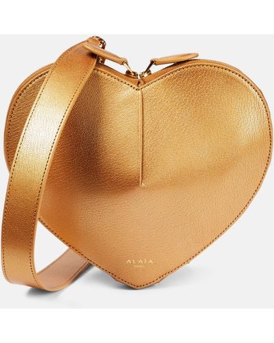Alaïa Alaia Le Coeur Leather Shoulder Bag - Natural