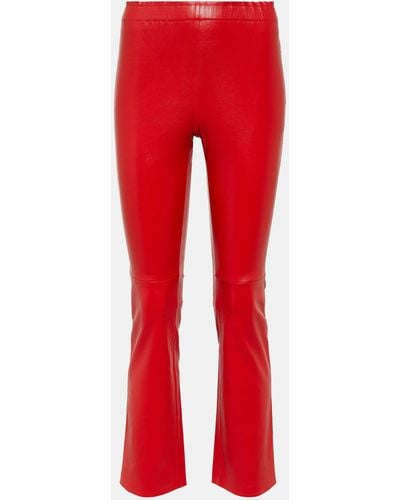 Stouls Leather Cropped Pants - Red
