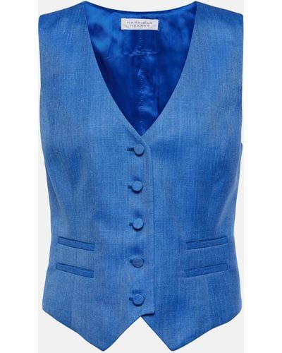 Gabriela Hearst Coleridge Wool, Silk, And Linen Vest - Blue