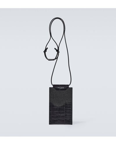 Maison Margiela Croc-effect Leather Phone Pouch - Black