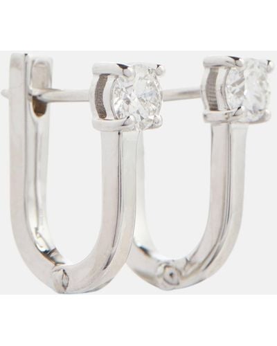 Melissa Kaye Aria U Huggie 18kt White Gold Hoop Earrings With Diamonds