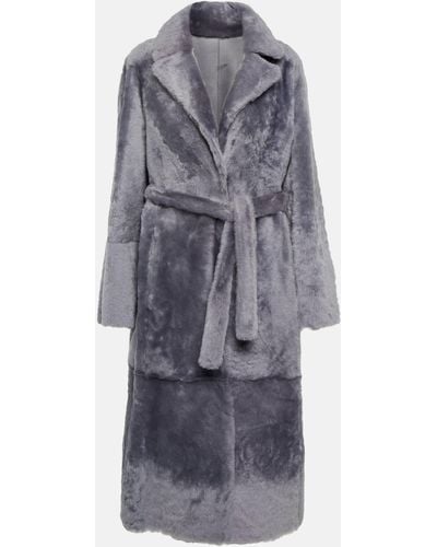 Yves Salomon Reversible Leather And Shearling Coat - Blue