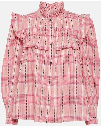 Isabel Marant Idety Checked Cotton Blouse - Pink