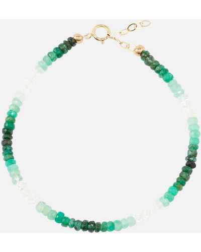 Roxanne First Set Of 3 14kt Yellow Gold Bracelets With Gemstones - Green