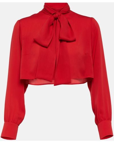 Gucci Bow-detailed Silk Georgette Blouse - Red