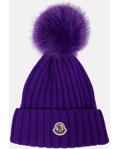 Moncler Ribbed-knit Wool Beanie - Purple
