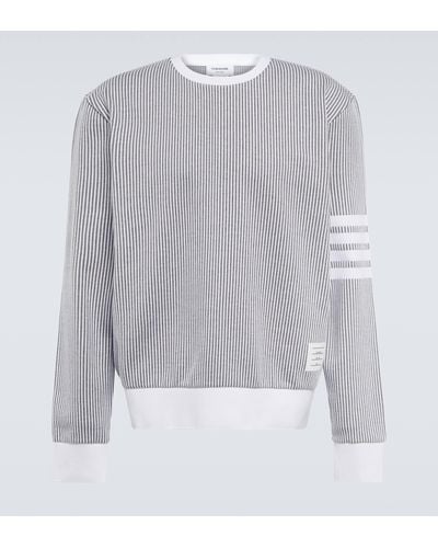 Thom Browne 4-bar Cotton Seersucker Sweatshirt - Grey