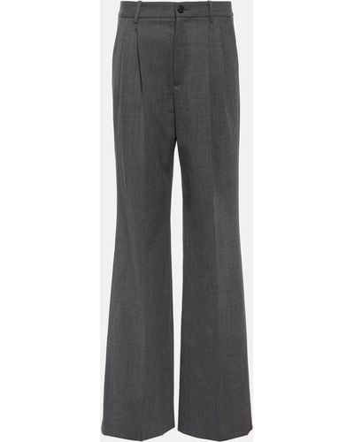 Nili Lotan Flavie Wool-blend Wide-leg Pants - Grey