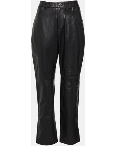 Proenza Schouler White Label Leather Straight Pants - Black