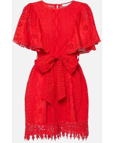 Melissa Odabash Kara Cotton Broderie Anglaise Minidress - Red