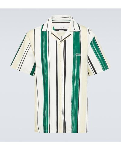 Lanvin Striped Cotton Bowling Shirt - Blue