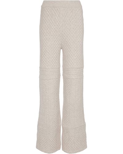 Nanushka Fina Cable-knit Wool-blend Pants - White