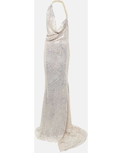 Maticevski Desires Crystal-embellished Silk Gown - White