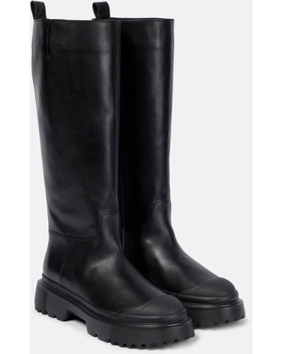 Hogan Leather Knee-high Boots - Black