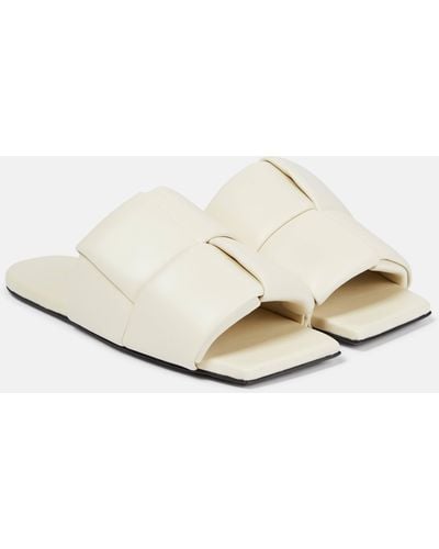 Bottega Veneta Patch Leather Slides - Natural