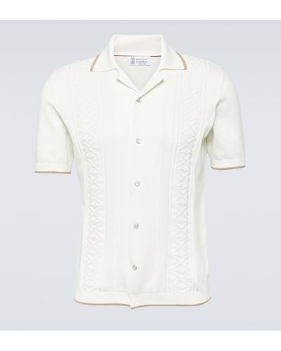 Brunello Cucinelli Knitted Cotton Shirt - White
