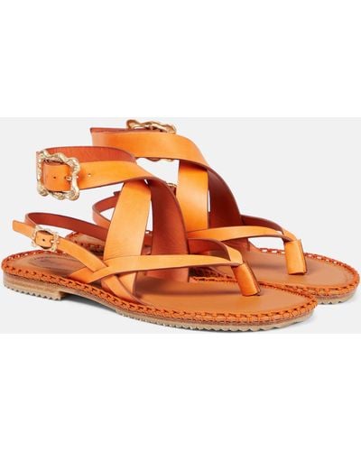 Zimmermann Leather Thong Sandals - Orange