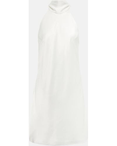 Galvan London Bridal Tie-neck Satin Minidress - White