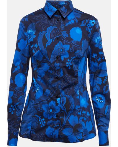Etro Floral Cotton-blend Shirt - Blue
