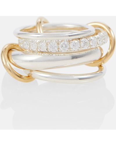 Spinelli Kilcollin Luna 18kt Gold And Sterling Silver Linked Rings With White Diamonds - Multicolour
